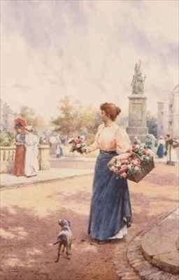 A Parisian flower seller by Romanticism