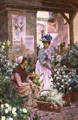 The Flower Market Boulogne by Romanticism