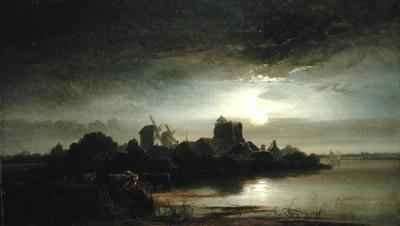 A Village by Moonlight by Romanticism