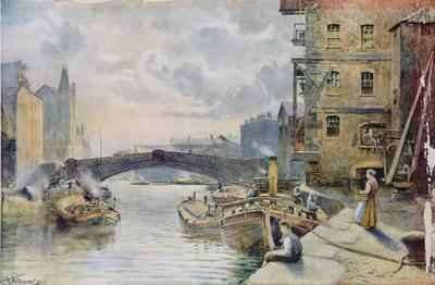 Leeds Bridge from Aire and Calder Navigation Wharf 1911 by Romanticism