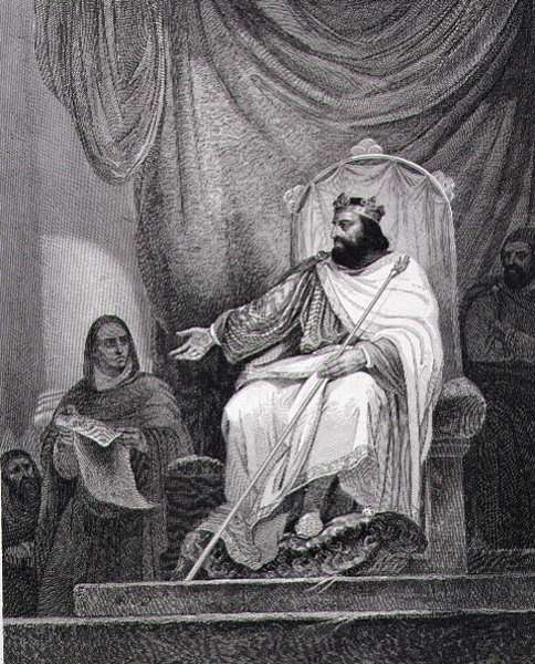 Charlemagne 742-814 issuing the Capitulary of Herstal in 779, engraved by Leclerc by Romanticism