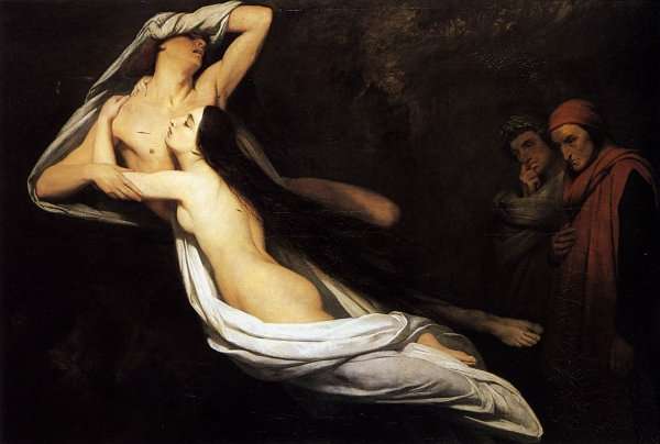 The Ghosts of Paolo and Francesca Appear to Dante and Virgil 1835 by Romanticism