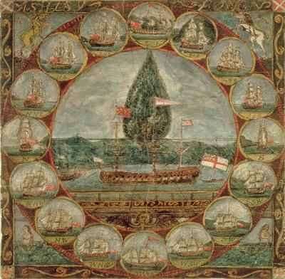 Compass rose with shipping sketches by Romanticism