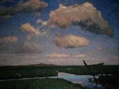 Summers Day in Hammeniederg with the Weyerberg Hills in the Distance by Romanticism