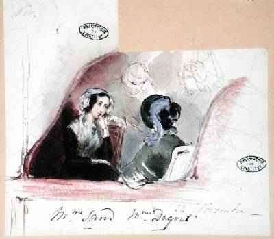 George Sand 1804-76 and Marie de Flavigny 1805-76 Countess of Agoult at the Comedie Francaise 1834 by Romanticism