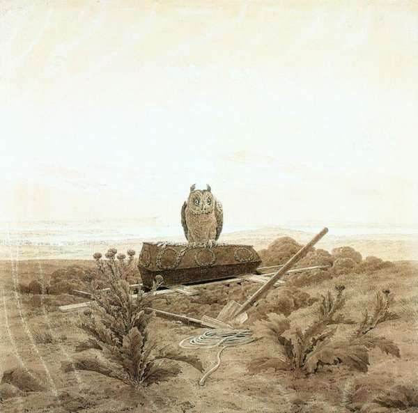 Landscape with Grave, Coffin and Owl 1836-37 by Romanticism