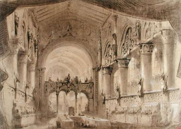 Set design for Act II of a performance of the opera 'Macbeth' by Romanticism