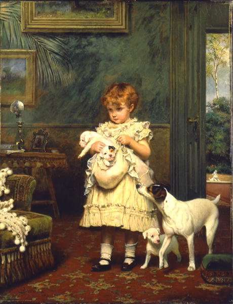 Girl with Dogs 1893 by Romanticism