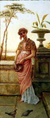 Classical Woman Feeding Birds 1881 by Romanticism