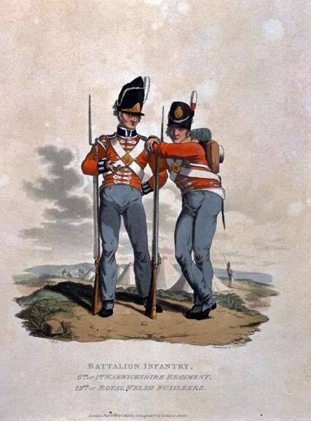 Battalion Infantry 6th Regiment and 23rd or Royal Welsh Fusiliers, from Costumes of the Army of the British Empire, according to the last regulations 1812, engraved by J.C. Stadler, published by Colnaghi and Co. 1812-15 by Romanticism