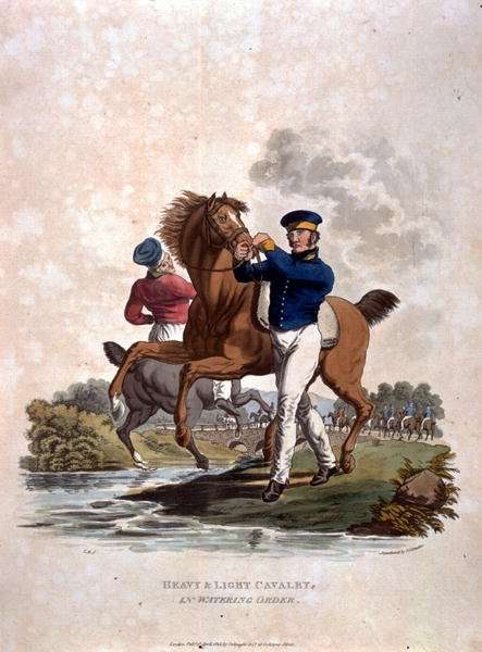 Heavy and Light Cavalry in Watering Order, from Costumes of the Army of the British Empire, according to the last regulations 1812, engraved by J.C. Stadler, published by Colnaghi and Co. 1812-15 by Romanticism