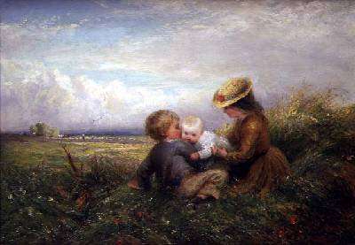 Children in a Field 1875 by Romanticism