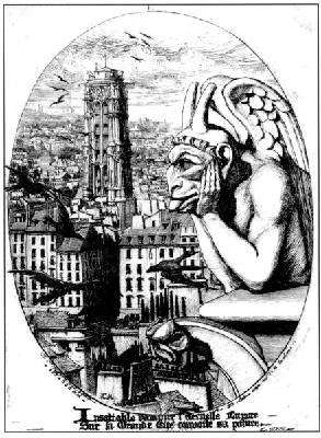 View of the Tour St Jacques and a Gargoyle from Notre Dame 1853 by Romanticism