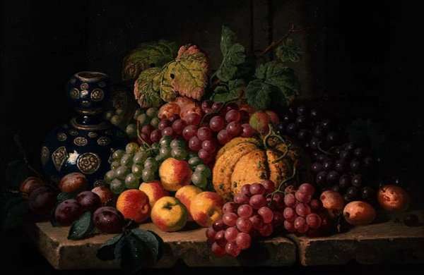 Still Life with Fruit and a Blue Vase by Romanticism
