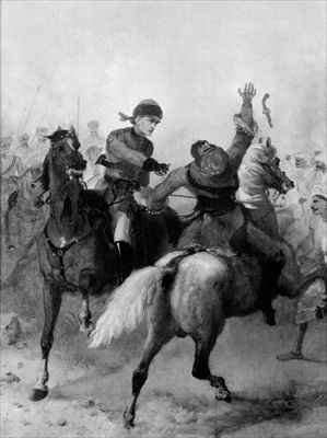 Lieutenant John Watson of the 1st Punjab Cavalry winning the Victoria Cross at Lucknow during the Indian Mutiny on 14th November 1857 by Romanticism