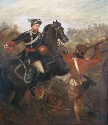 Lieutenant Frederick Robertson Aikman 1828-88 earning the Victoria Cross at Lucknow during the Indian Mutiny on 1st March 1858 by Romanticism