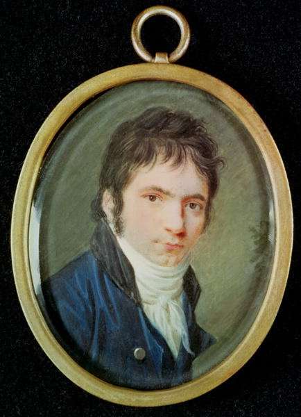 Miniature Portrait of Ludwig Van Beethoven 1770-1827 by Romanticism