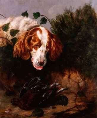 Just Shot  Spaniel with a Dead Grouse by Romanticism