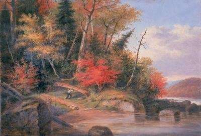 Carrying a canoe to the river St Maurice by Romanticism