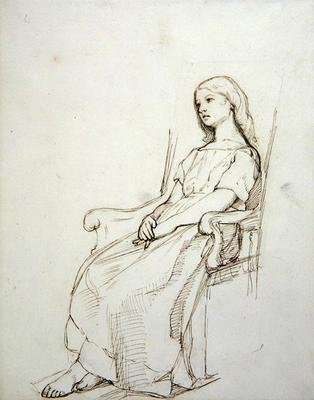 Study of a young girl seated by Romanticism