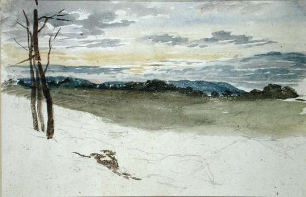 A Woodland Landscape at Sunset by Romanticism
