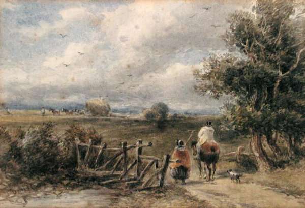 Figures Crossing a Bridge by Romanticism