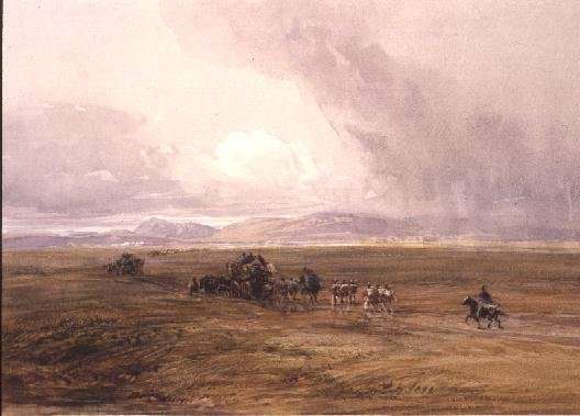 A Baggage Train Crossing a Plain by Romanticism