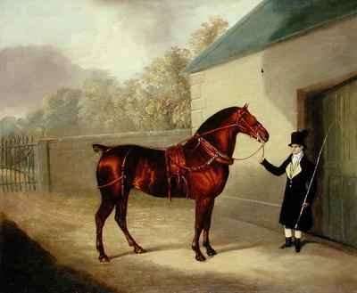 A Carriage Horse and a Groom at a Stable by Romanticism