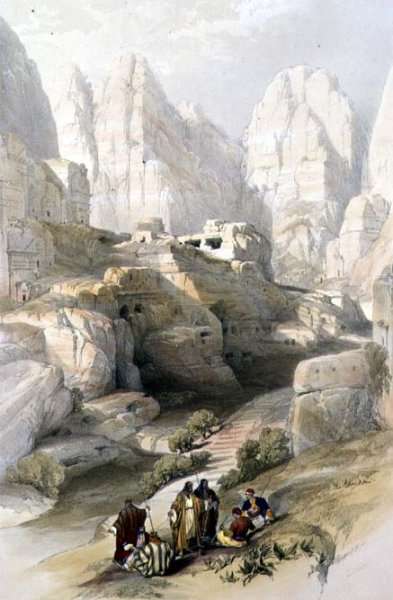 Petra, March 10th 1839, plate 104 from Volume III of 'The Holy Land, engraved by Louis Haghe 1806-85 pub. 1849 by Romanticism
