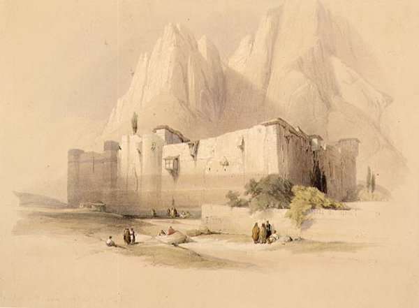 The Convent of St. Catherine, Mount Sinai, February 21st 1839, plate 109 from Volume III of The Holy Land, engraved by Louis Haghe 1806-85 pub. 1849 by Romanticism