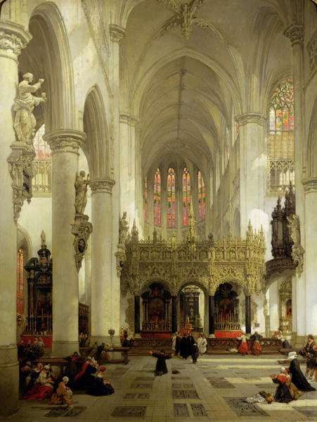 Lierre- Interior of St. Gommaire, 1850 by Romanticism