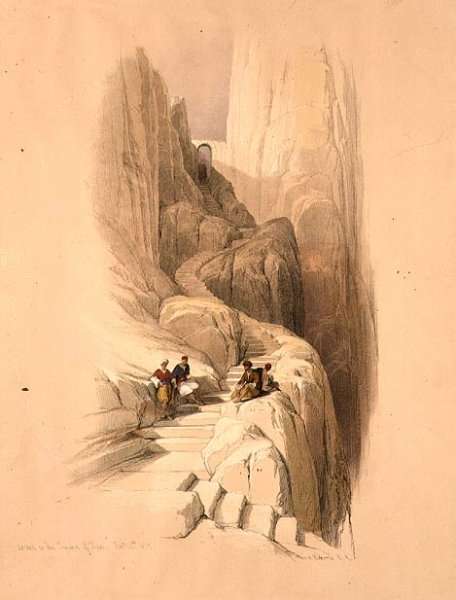 Ascent to the Summit of Sinai, February 20th 1839, plate 115 from Volume III of The Holy Land, engraved by Louis Haghe 1806-85 pub. 1849 by Romanticism