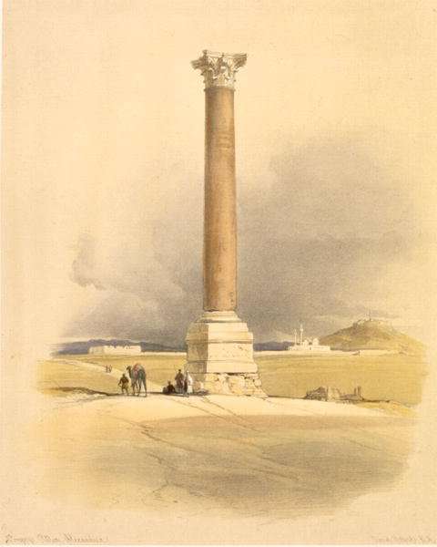 Pompeys Pillar, Alexandria, from Egypt and Nubia, Vol.1 by Romanticism