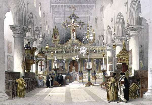 Chapel of the Convent of St. Catherine on Mount Sinai, February 21st 1839, plate 112 from Volume III of The Holy Land, engraved by Louis Haghe 1806-85 pub. 1849 by Romanticism
