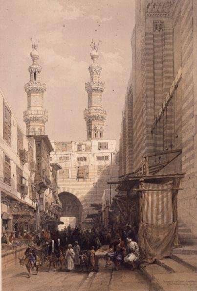 Minarets and Grand Entrance to the Mosque of the Metwalys, Cairo, from Egypt and Nubia, Vol.3 by Romanticism