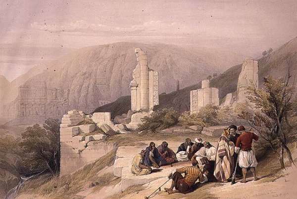 Remains of a Triumphal Arch at Petra, March 8th 1839, plate 100 from Volume III of The Holy Land, engraved by Louis Haghe 1806-85 pub. 1849 by Romanticism