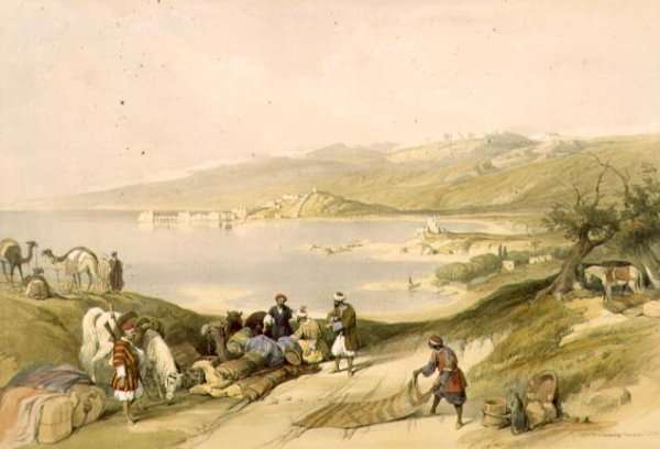 Sidon looking towards Lebanon, plate 75 from Volume II of The Holy Land, engraved by Louis Haghe 1806-85 pub. 1843 by Romanticism