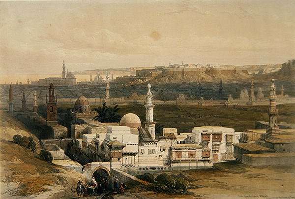 Cairo from the Gate of Citizenib, looking towards the Desert of Suez, from Egypt and Nubia, Vol.3 by Romanticism