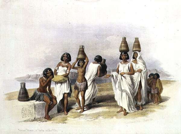 Nubian Women at Kortie on the Nile, from Egypt and Nubia, Vol.1 by Romanticism