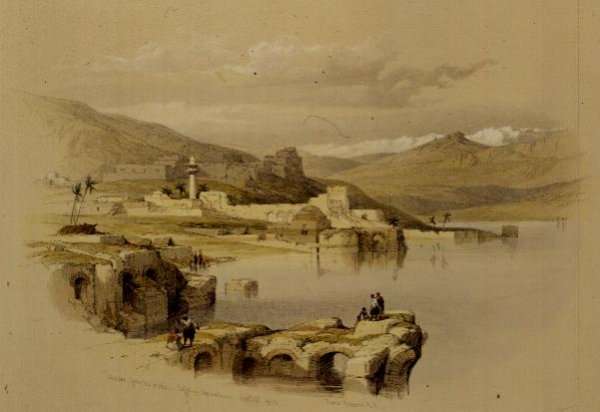 Tiberias from the Walls, Saffet in the Distance, April 22nd 1839, plate 37 from Volume I of The Holy Land, engraved by Louis Haghe 1806-85 pub. 1842 by Romanticism