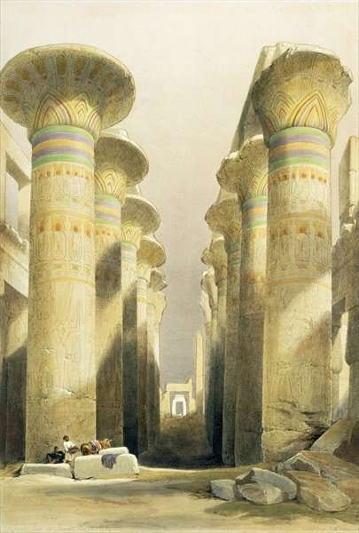 Central Avenue of the Great Hall of Columns, Karnak, from Egypt and Nubia, Vol.1 by Romanticism