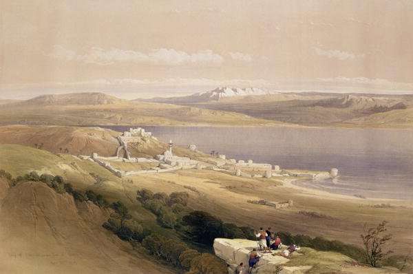 City of Tiberias on the Sea of Galilee, April 22nd 1839, plate 38 from Volume I of The Holy Land, engraved by Louis Haghe 1806-85 pub. 1842 by Romanticism