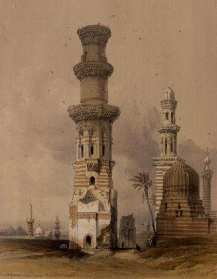 Ruined Mosques in the Desert, west of the Citadel, Cairo, from Egypt and Nubia, Vol.3 by Romanticism