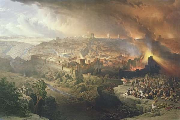 The Destruction of Jerusalem in 70 AD, engraved by Louis Haghe 1806-85 by Romanticism