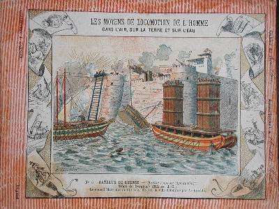 Cover of school exercise book illustrating the siege of Syracuse by the Romans under the consul Marcus Claudius Marcellus by Romanticism
