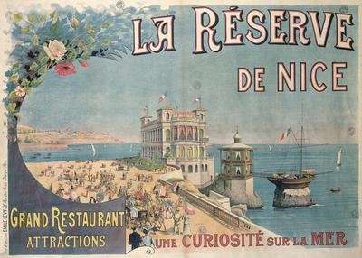 Poster advertising La Reserve restaurant Nice by Romanticism