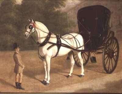 A Grey Horse and Cabriolet with Groom by Romanticism