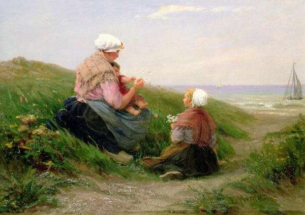 A Mother and her Small Children by Romanticism
