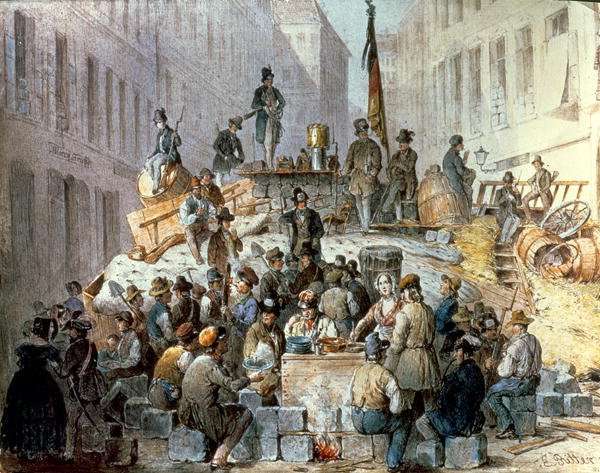 Barricades in Marzstrasse, Vienna, 1848 by Romanticism