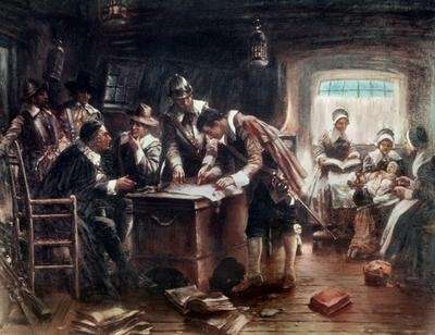 The Signing of the Mayflower Compact 1900 by Romanticism